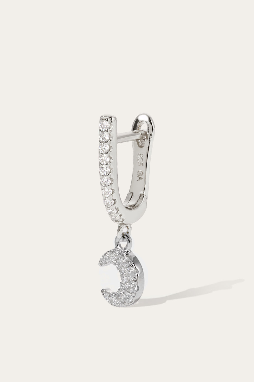 Hanging moon sterling silver earring