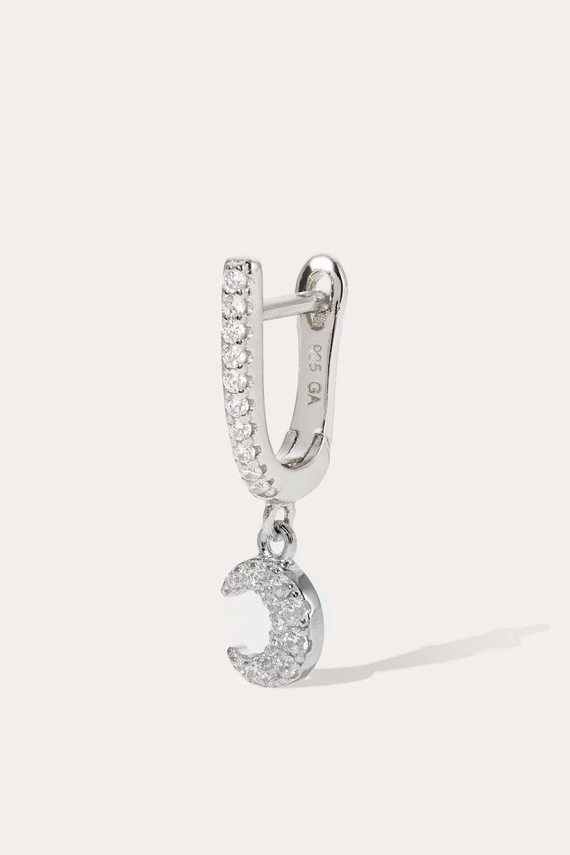 Hanging moon sterling silver earring