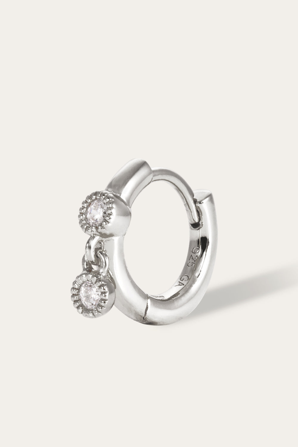 Simple shaker sterling silver huggie