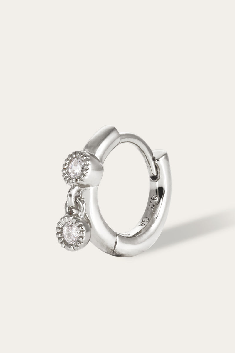 Simple shaker sterling silver huggie