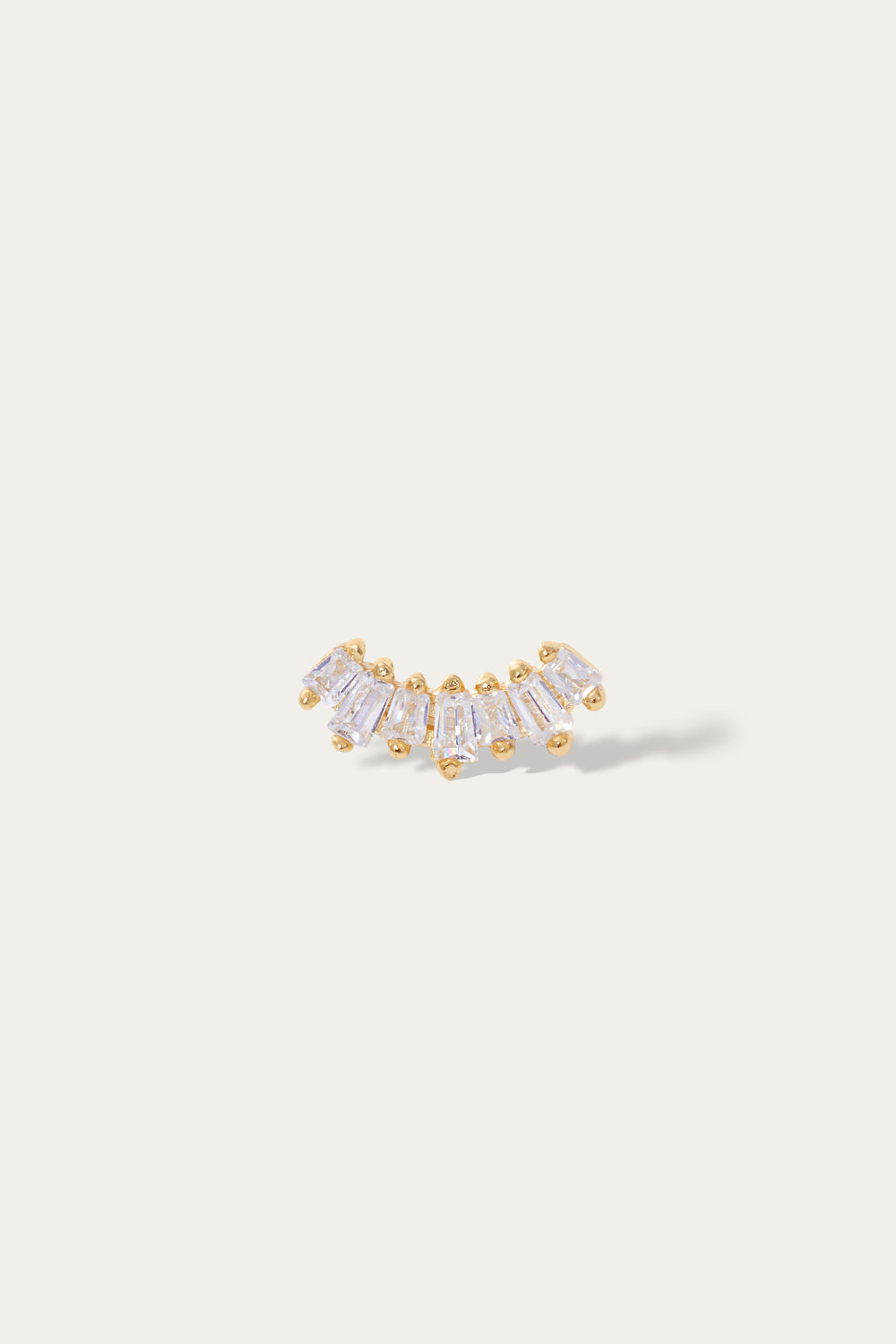 Baguette gold vermeil stud earring