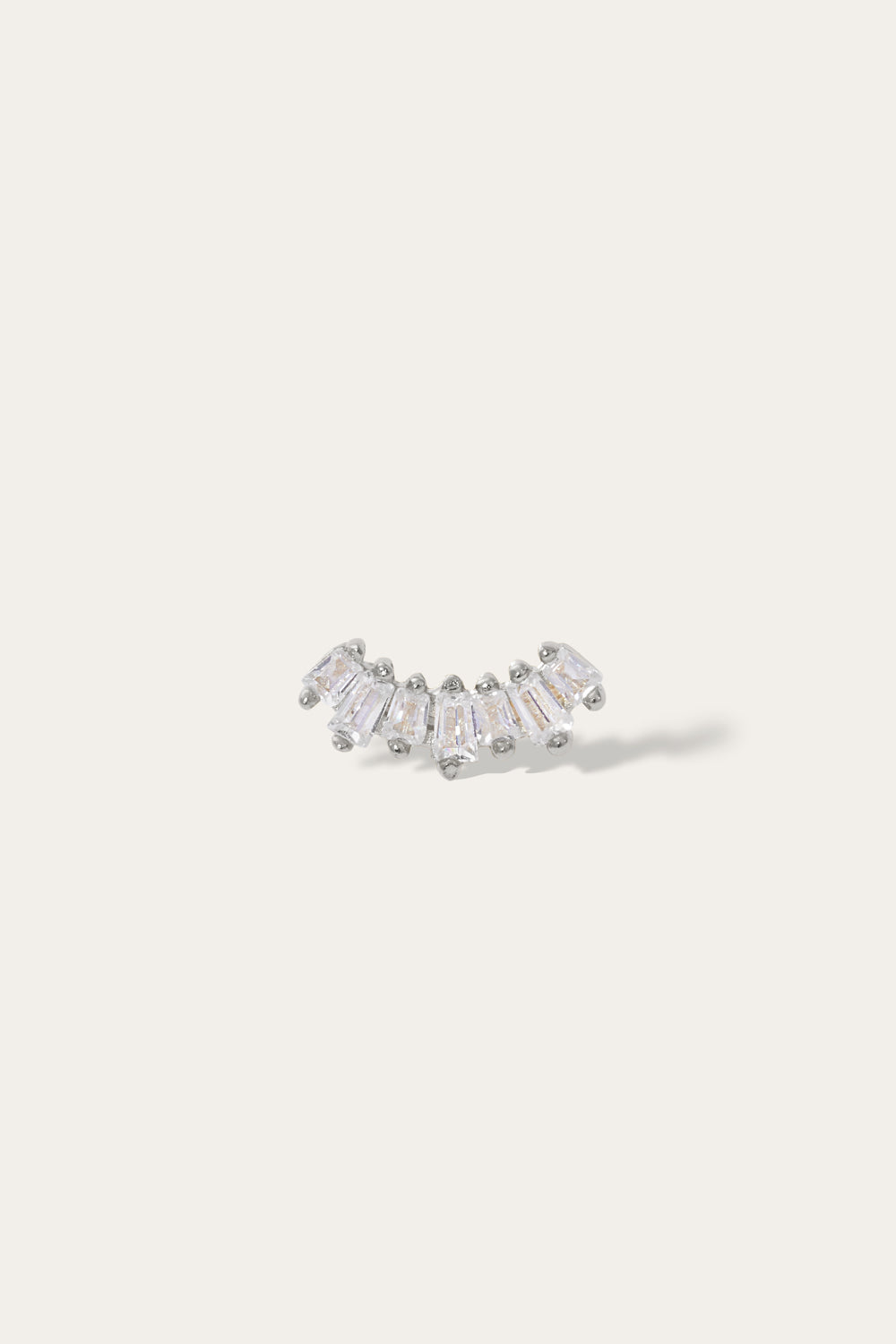 Baguette sterling silver stud earring