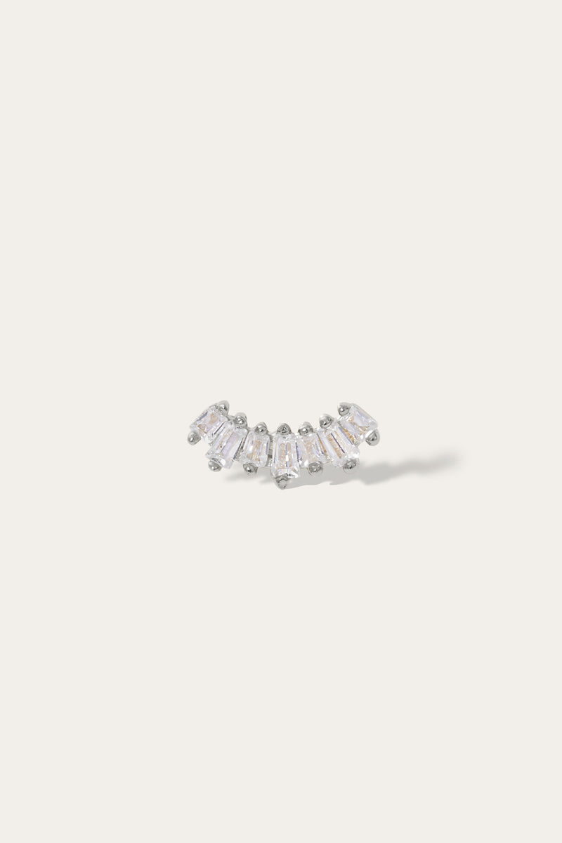 Baguette sterling silver stud earring (ball screw)