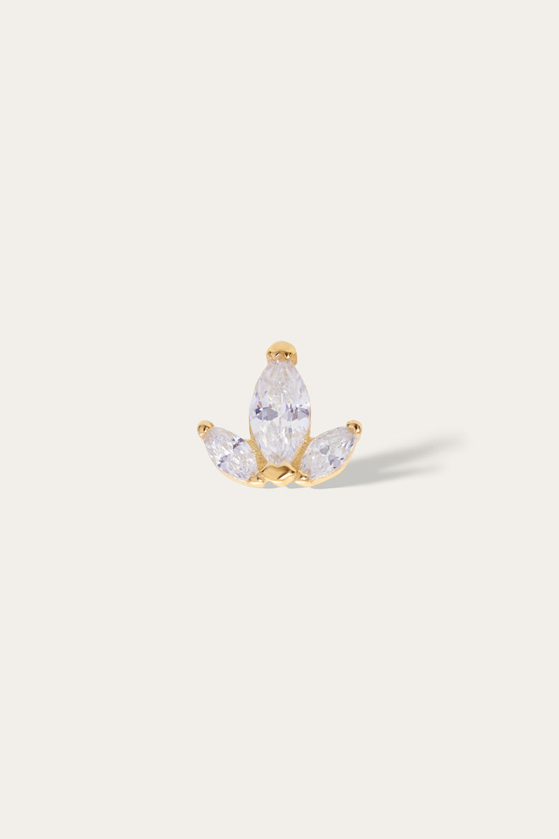 Mini Lotus gold vermeil stud earring (ball screw)