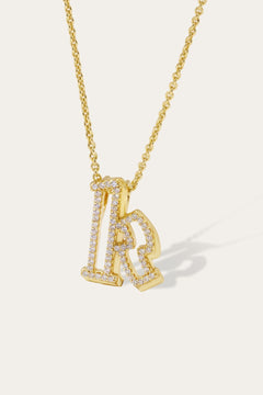 Gothic Initial Gold Vermeil Necklace