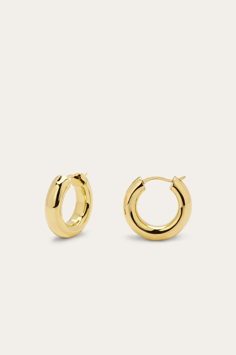 2cm gold hoop earrings side view thick 6mm wide hoops