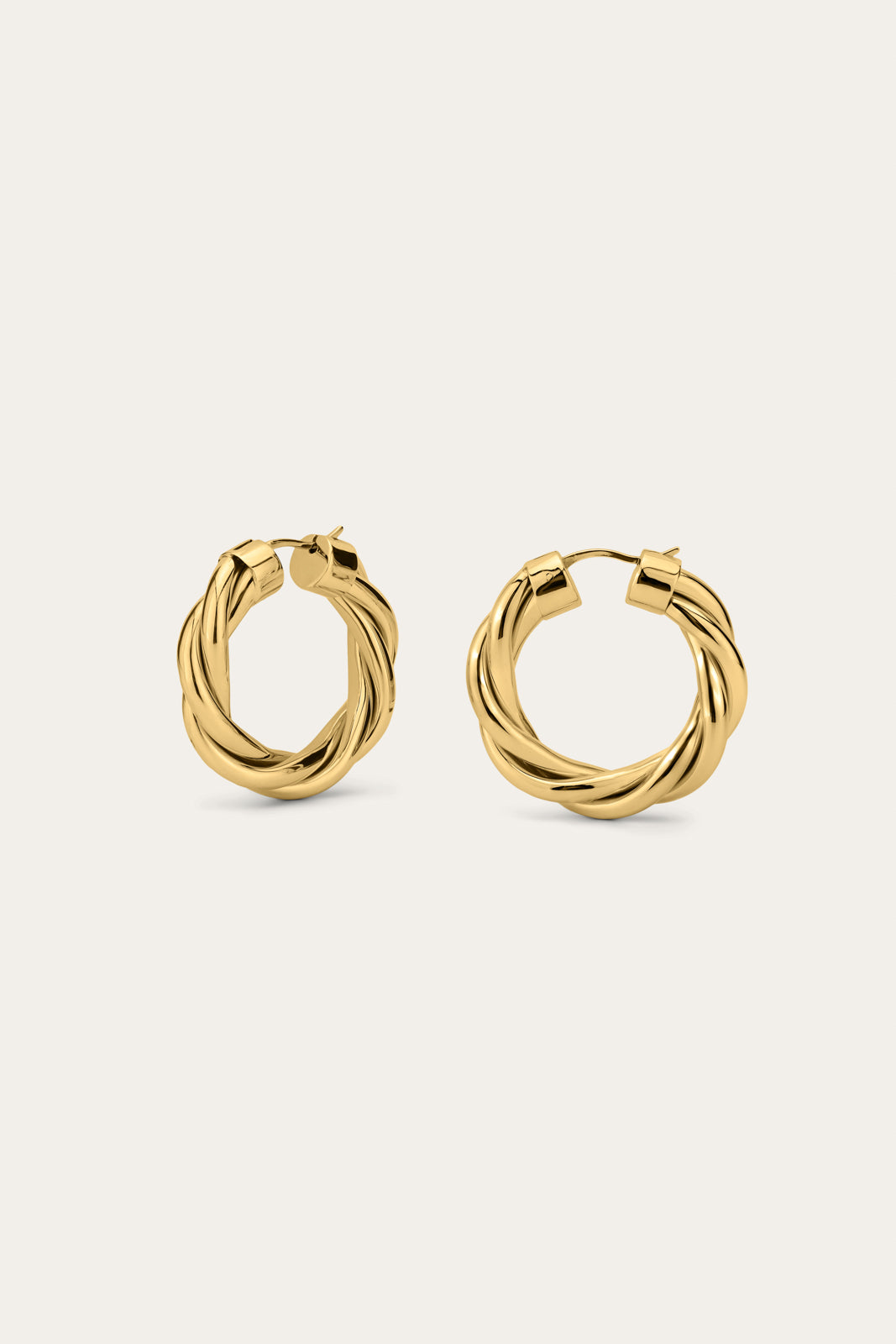 Tina 3cm gold twisted hoop earrings lightweight everyday hoops