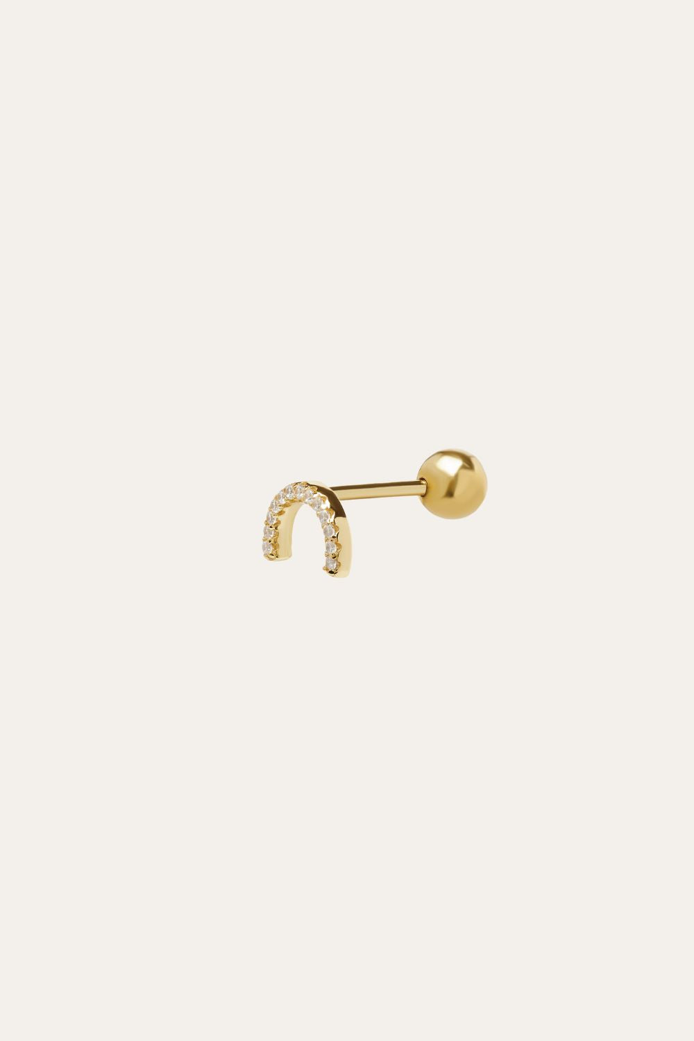Half circle gold vermeil stud (ball screw)