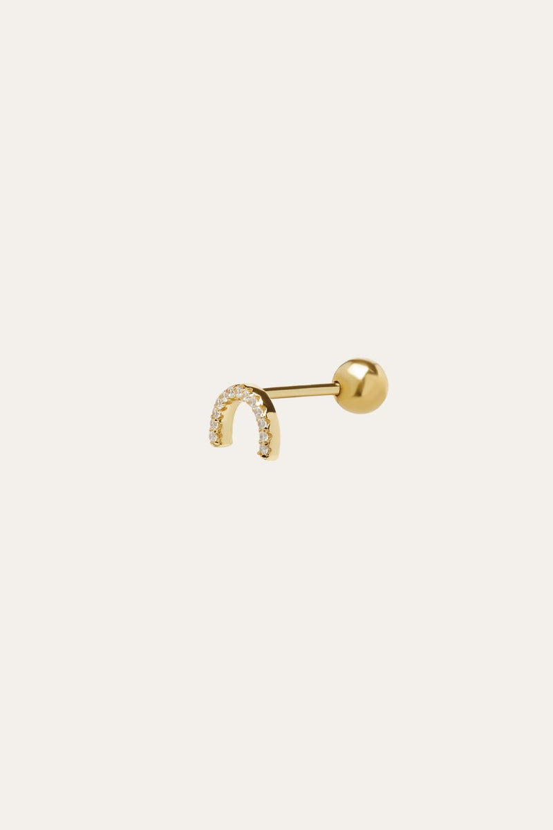 Half circle gold vermeil stud (ball screw)