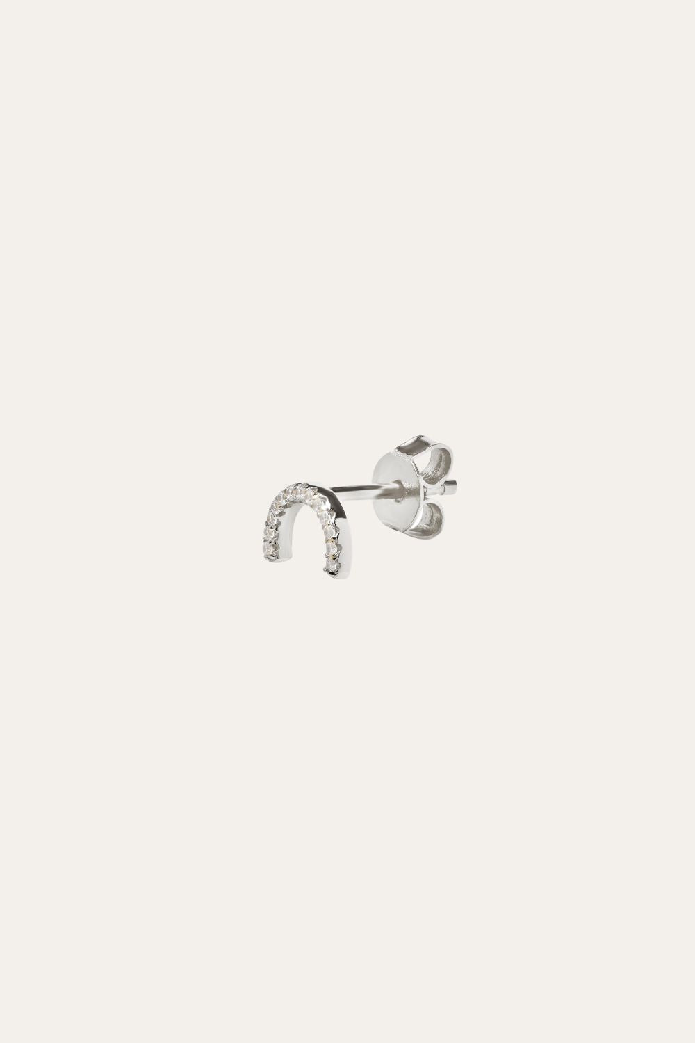 Half circle sterling silver stud