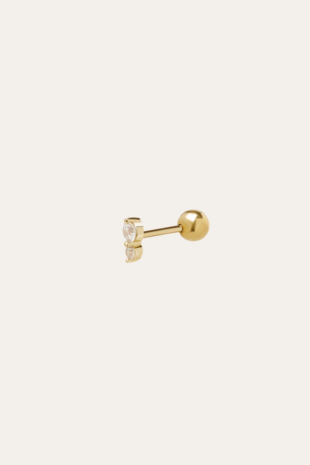 "True Love" double dot gold vermeil stud earring (ball screw)