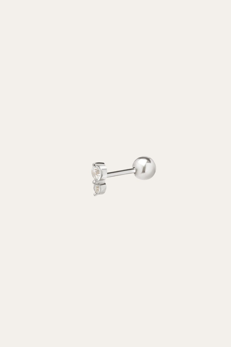"True Love" double dot sterling silver stud earring (ball screw)