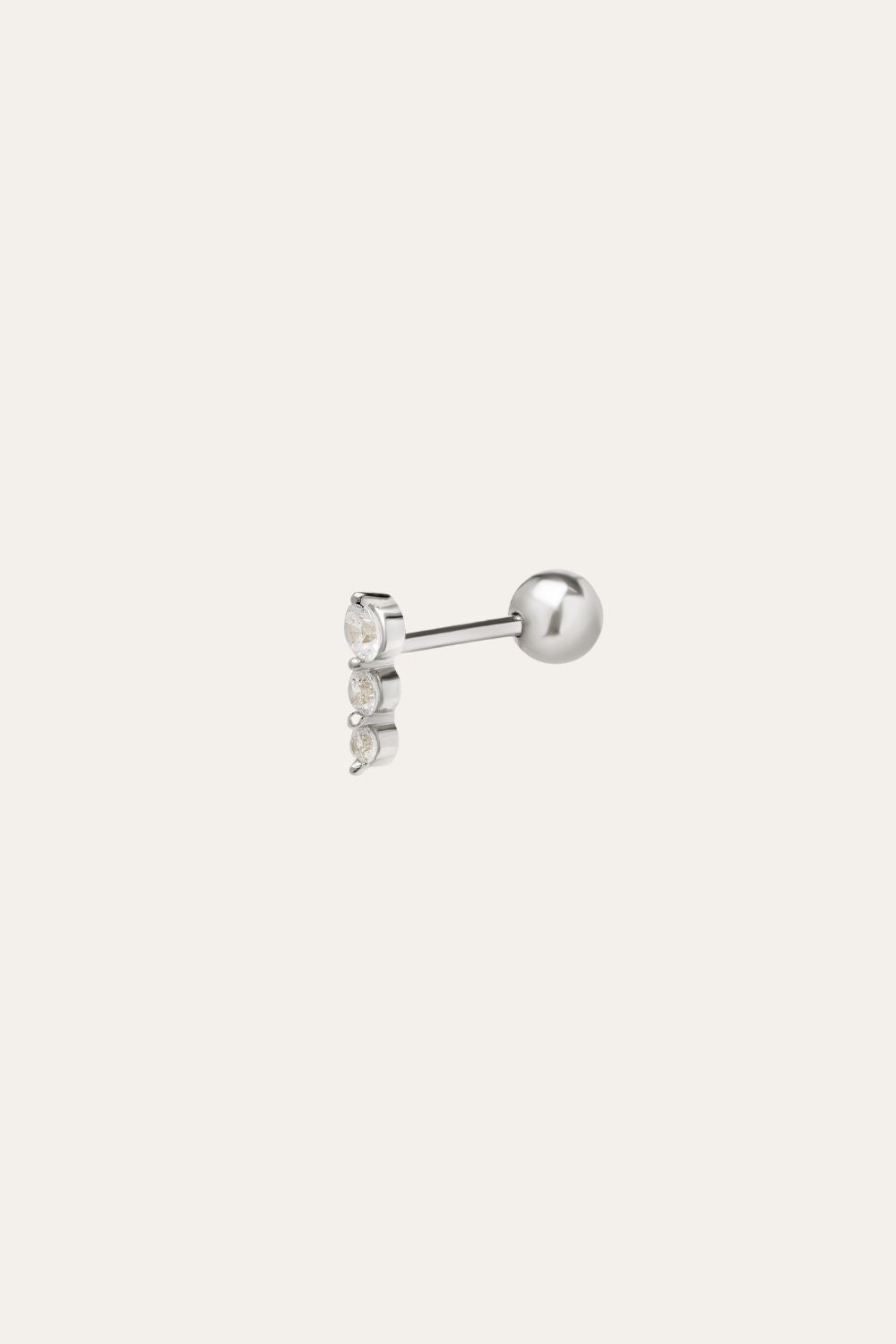 "True Love" triple dot sterling silver stud earring (ball screw)