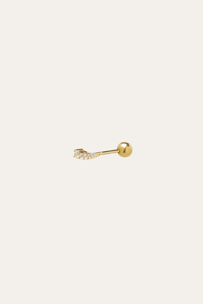 Croissant gold vermeil stud earring (ball screw)