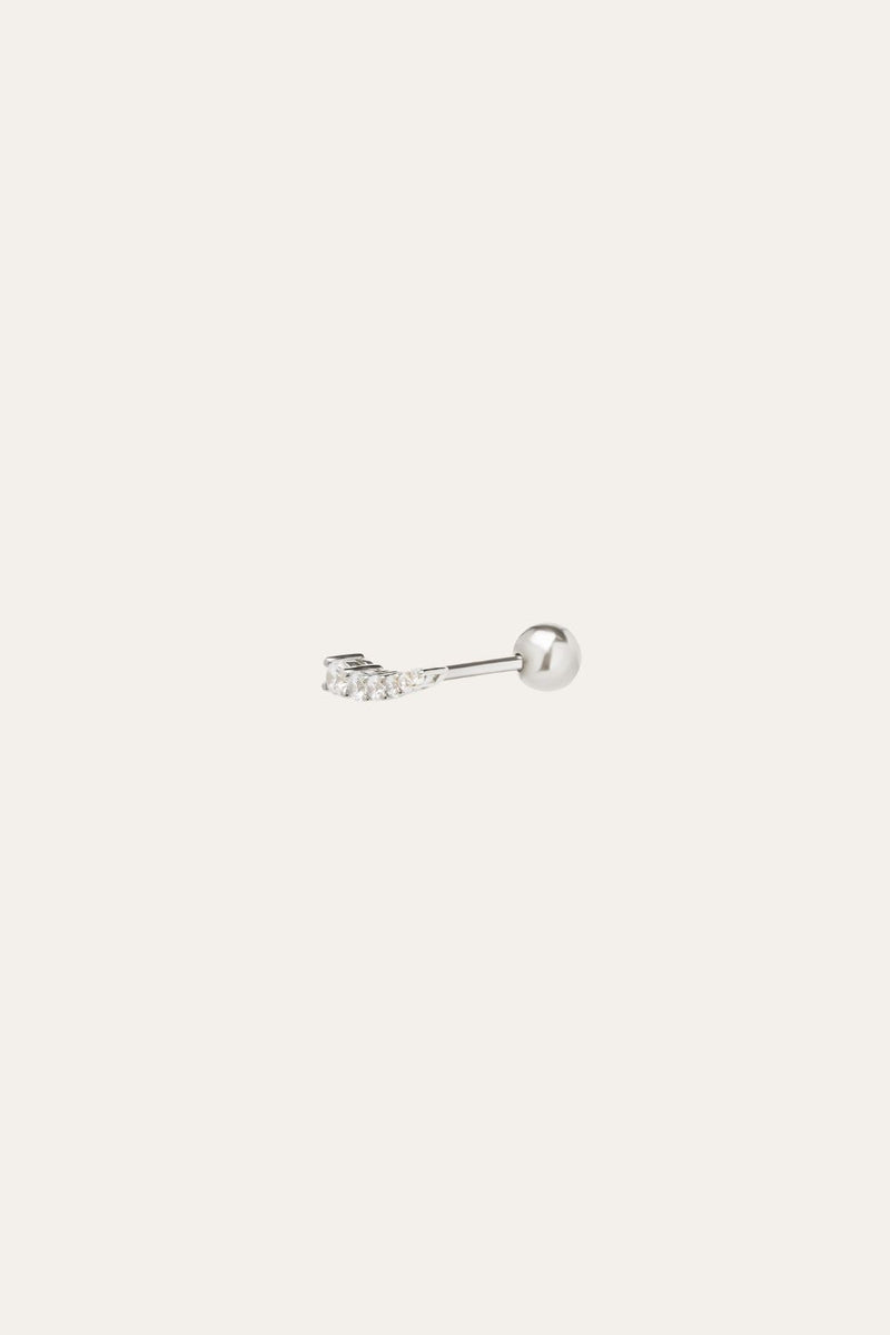 Croissant sterling silver stud earring (ball screw)