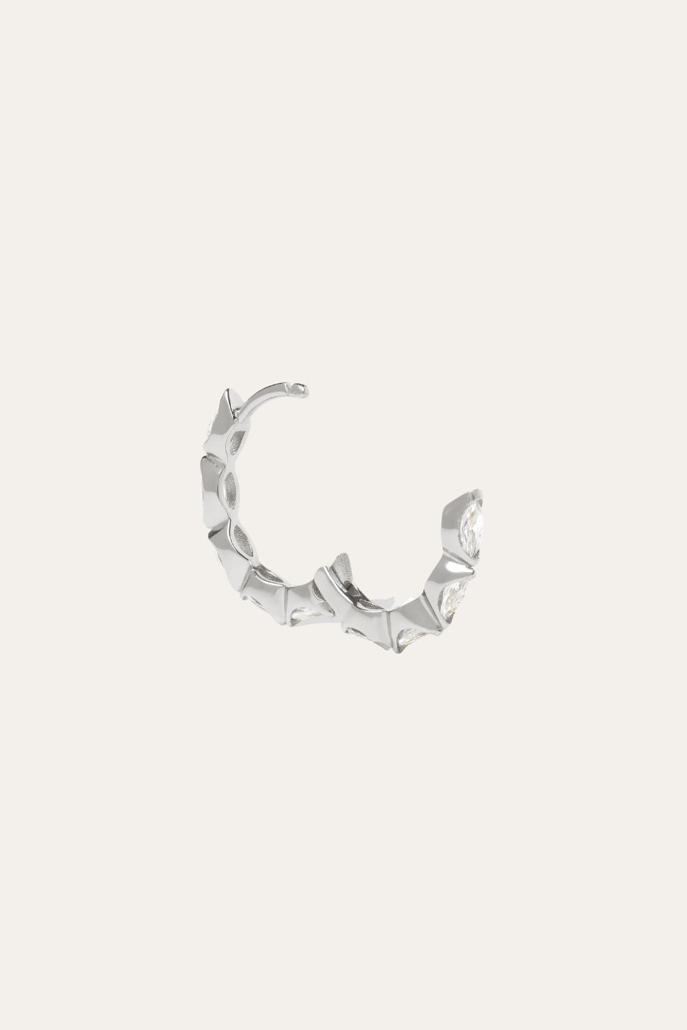Tasha marquise 12.5mm sterling silver huggie