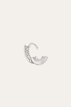 6,5 mm three rows pave sterling silver huggie