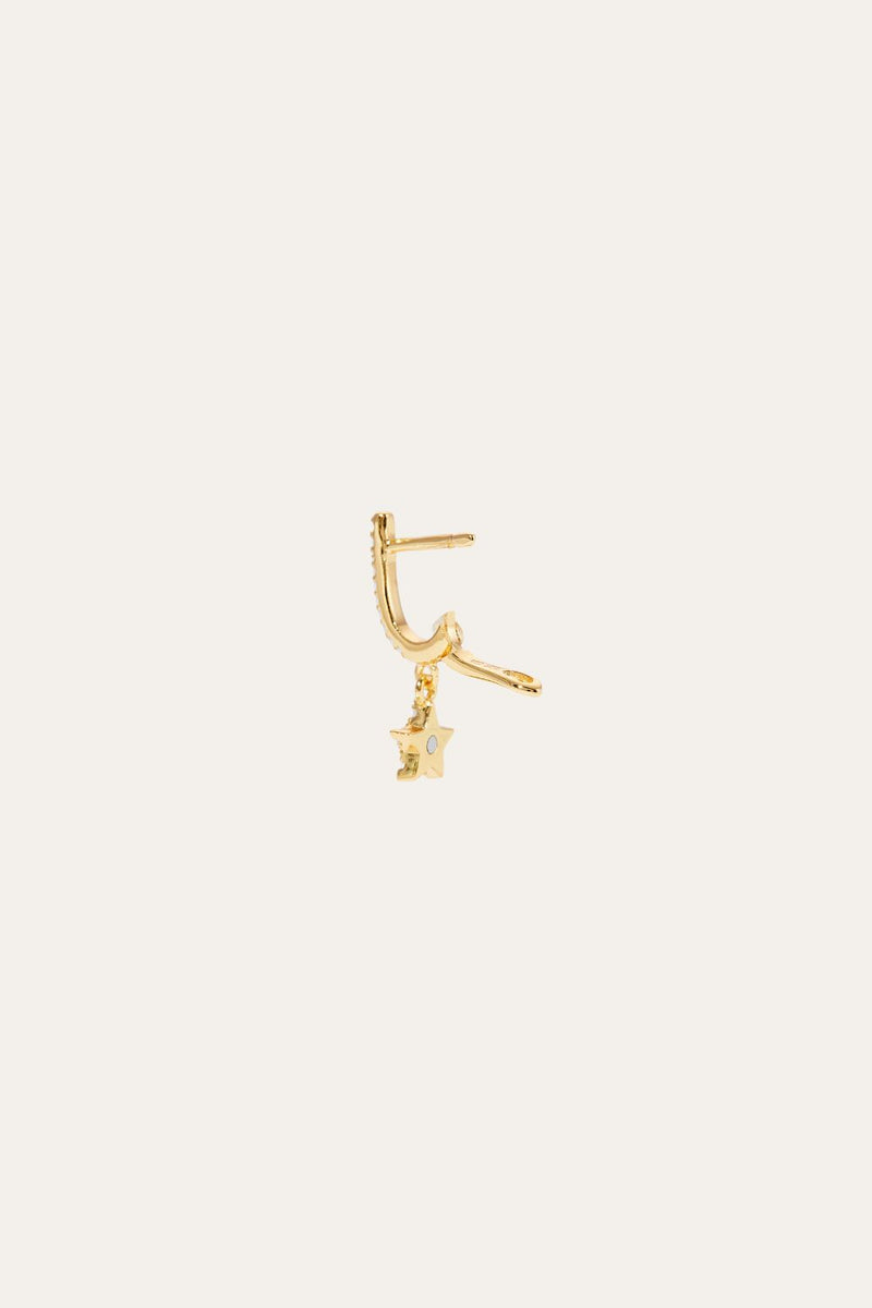 Hanging star gold vermeil earring