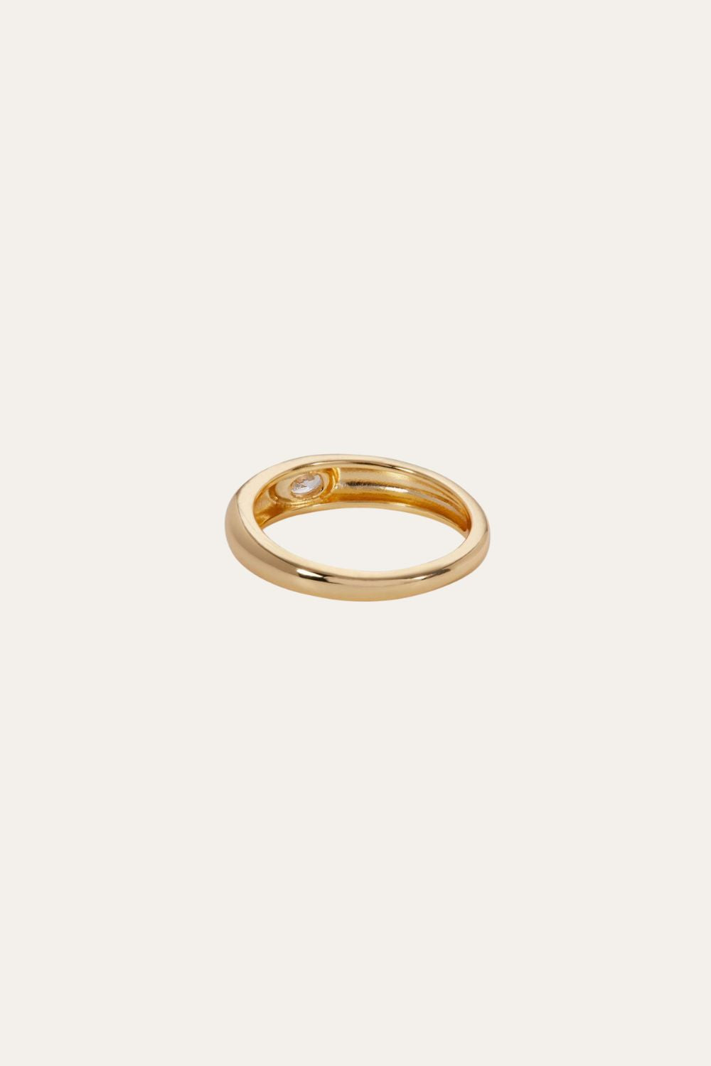 Lara band with white stone gold vermeil ring