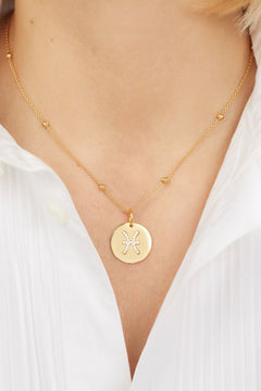Pisces gold vermeil zodiac disc