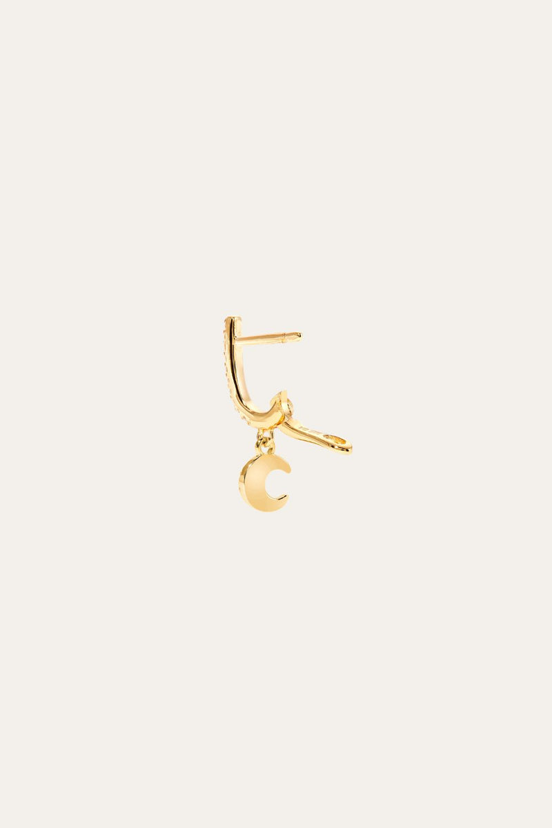 Hanging moon gold vermeil earring