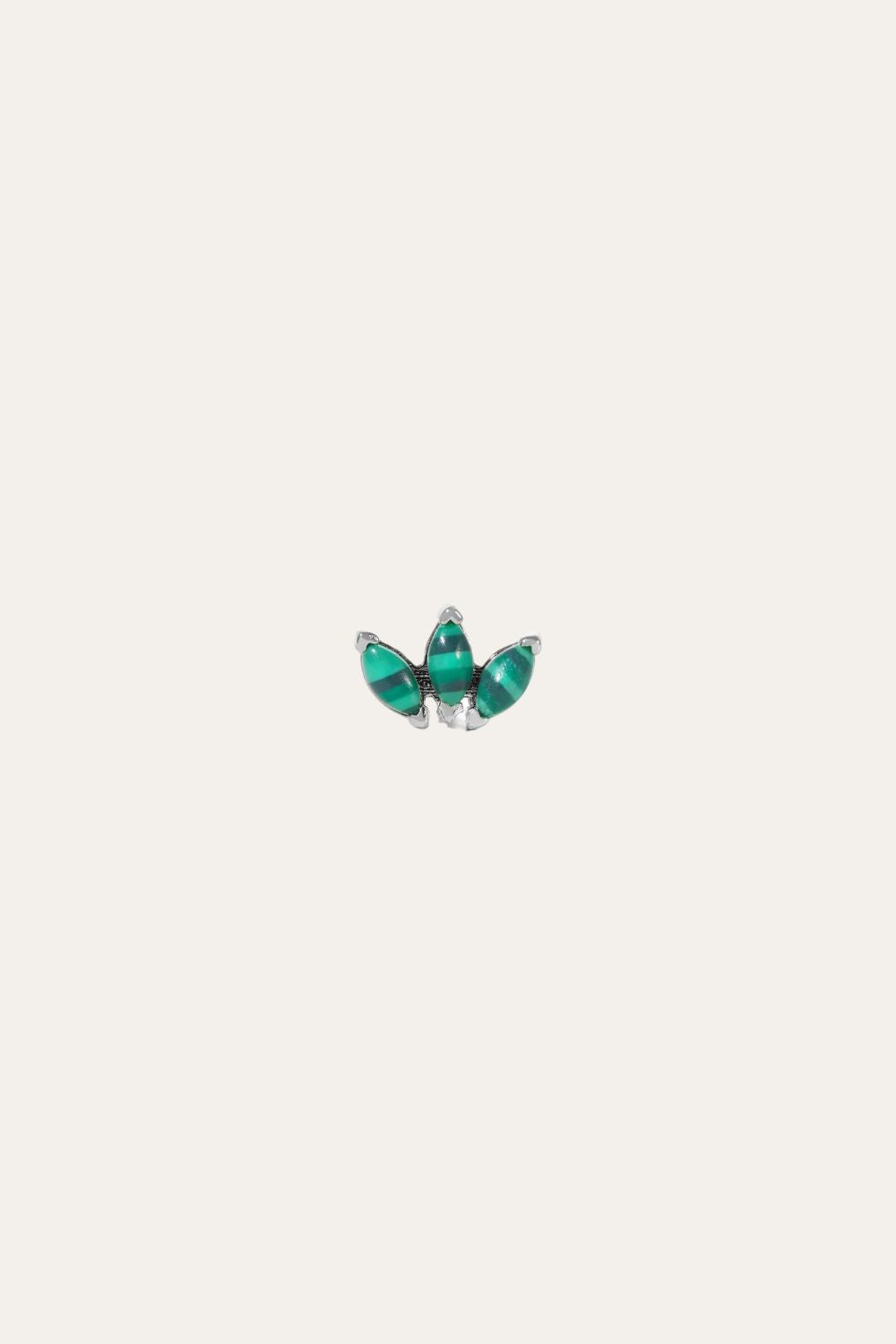 Marquise Fan malachite sterling silver stud (ball screw)