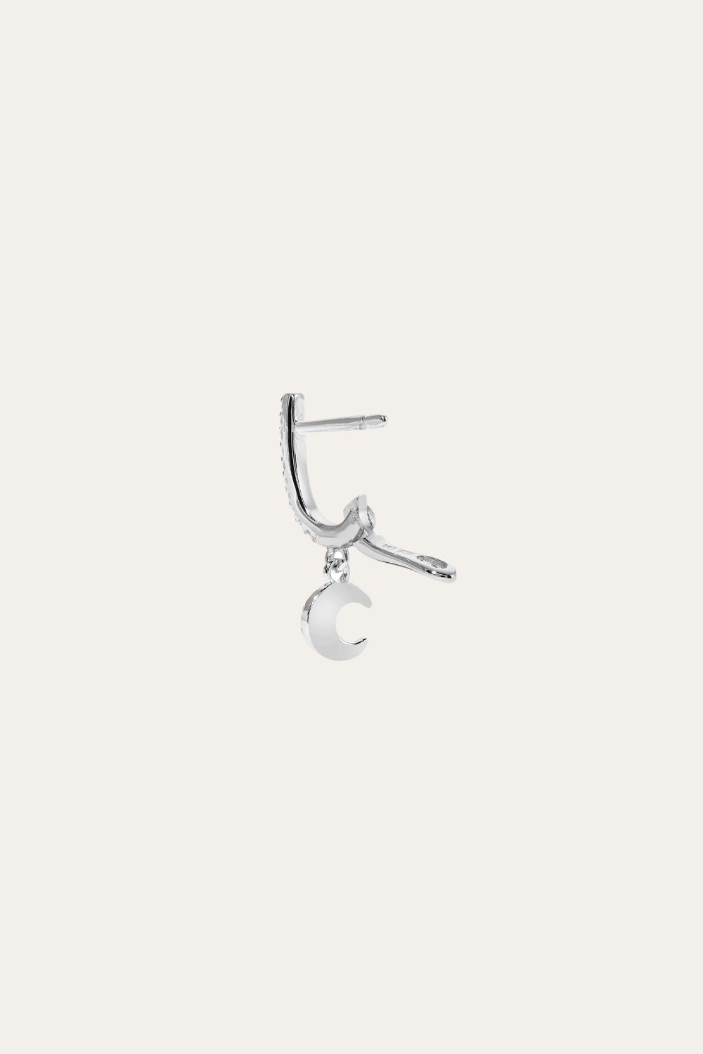 Hanging moon sterling silver earring