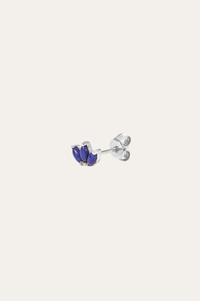 Marquise Fan lapis sterling silver stud
