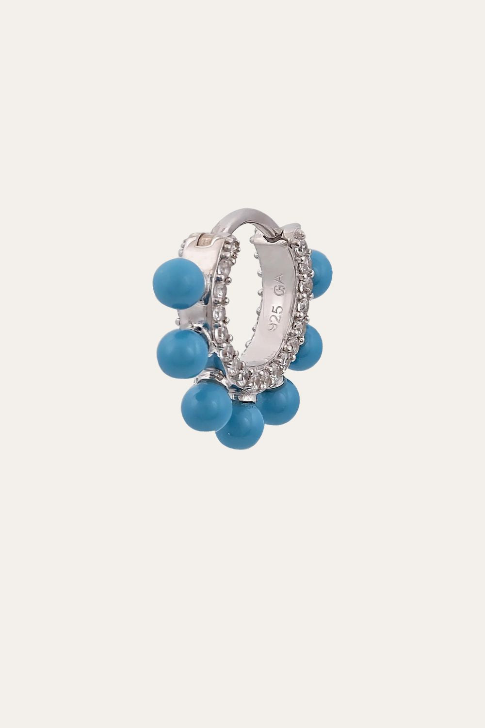 Coronet turquoise sterling silver huggie
