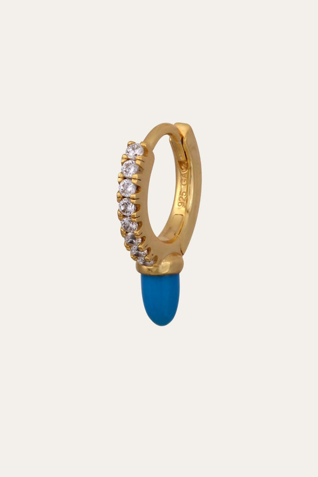 Cone turquoise gold vermeil huggie