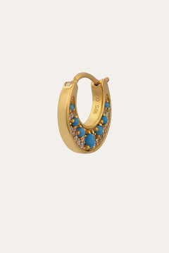 Crescent turquoise gold vermeil huggie