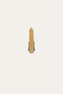 Crescent turquoise gold vermeil huggie