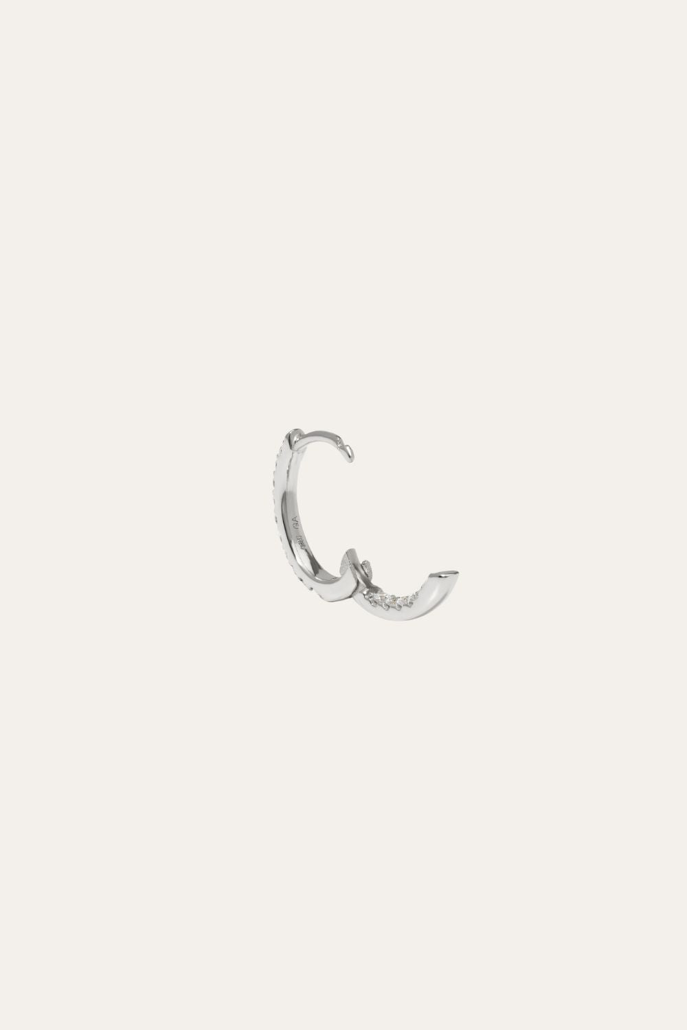 Oval sterling silver huggie
