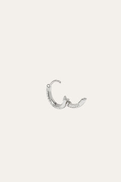Oval three rows sterling silver huggie