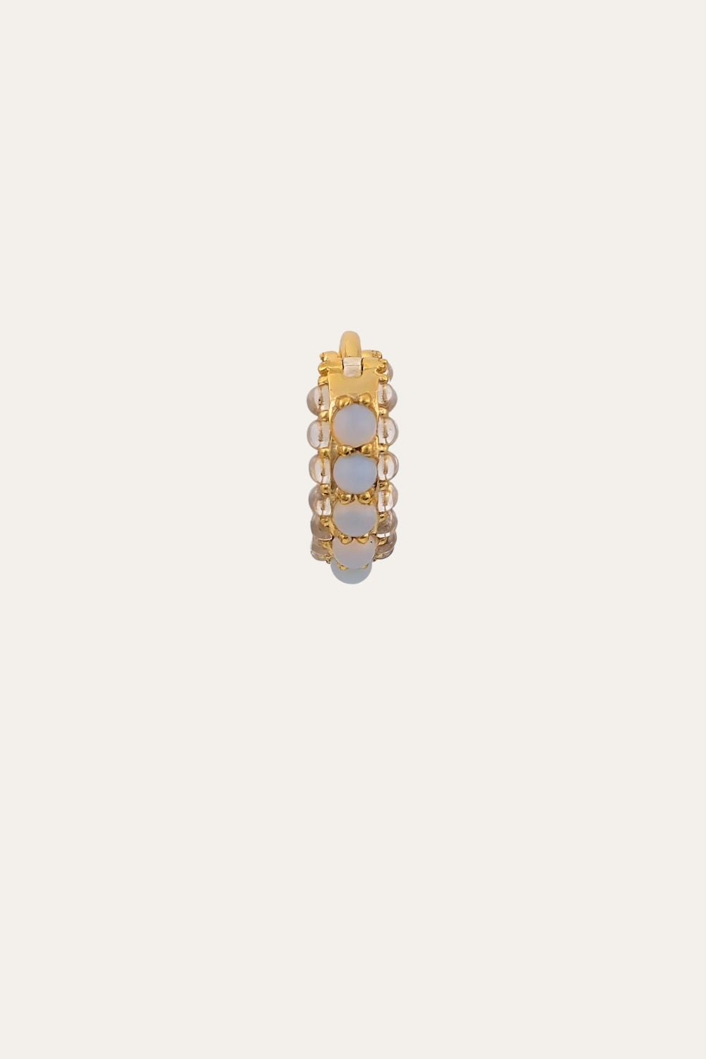 Barrel white cz & opal gold vermeil huggie