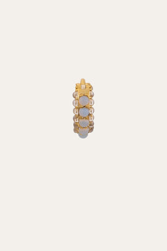 Barrel white cz & opal gold vermeil huggie