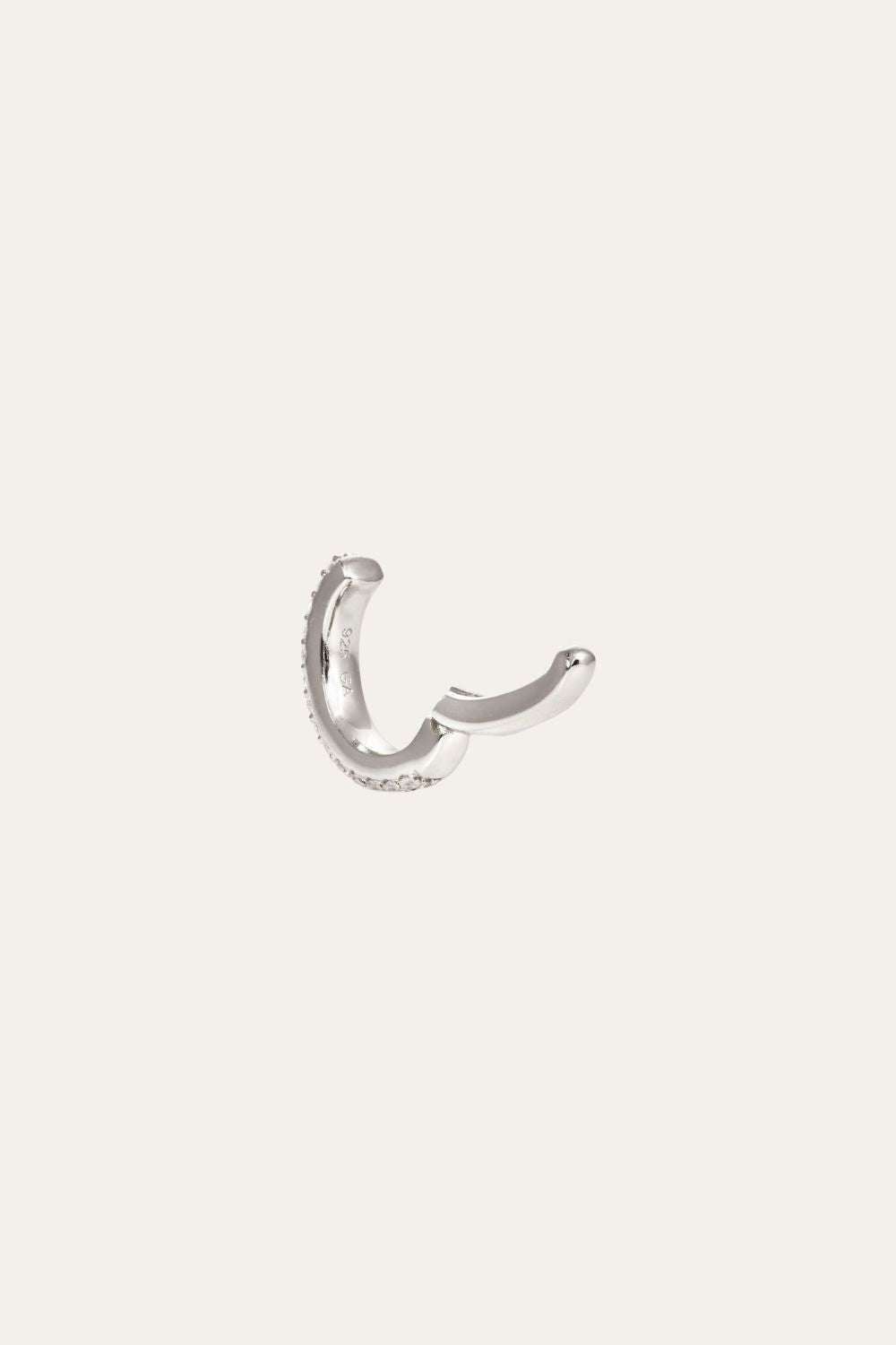 Two rows sterling silver large ear cuff
