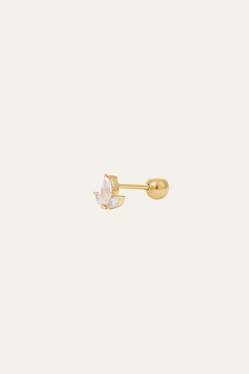 Mini Lotus gold vermeil stud earring (ball screw)