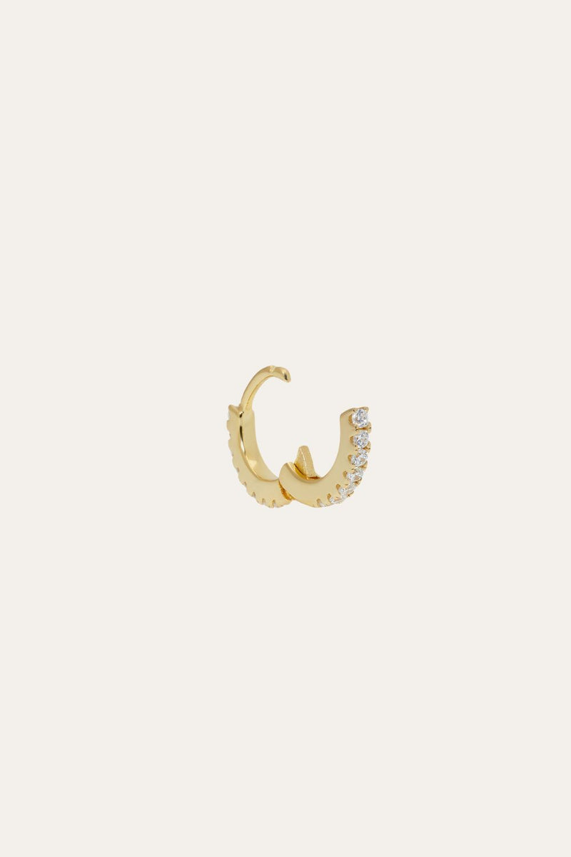Simple 8.5mm gold vermeil pave huggie