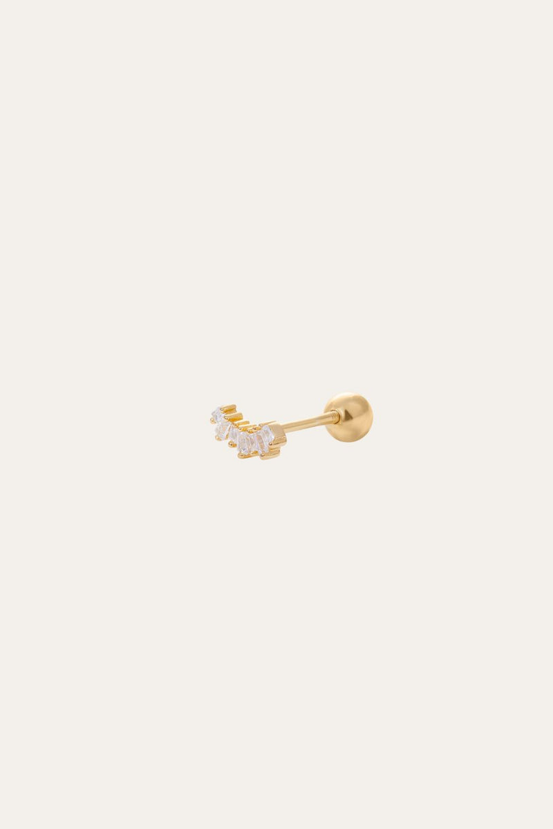 Baguette gold vermeil stud earring (ball screw)