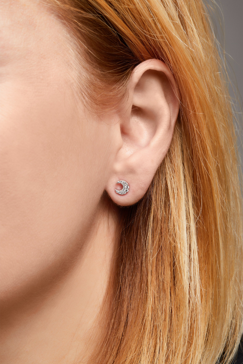 Moon sterling silver stud