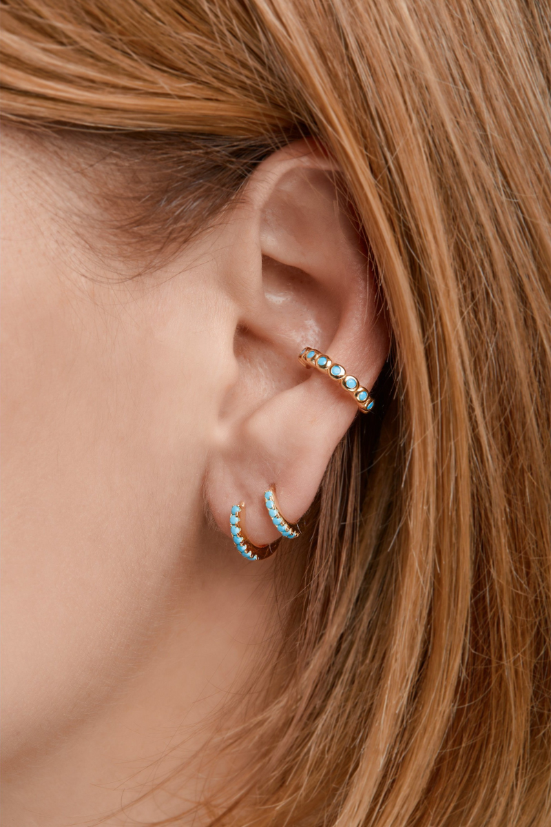 Large Turquoise Gold Ear Cuff Galleria Armadoro