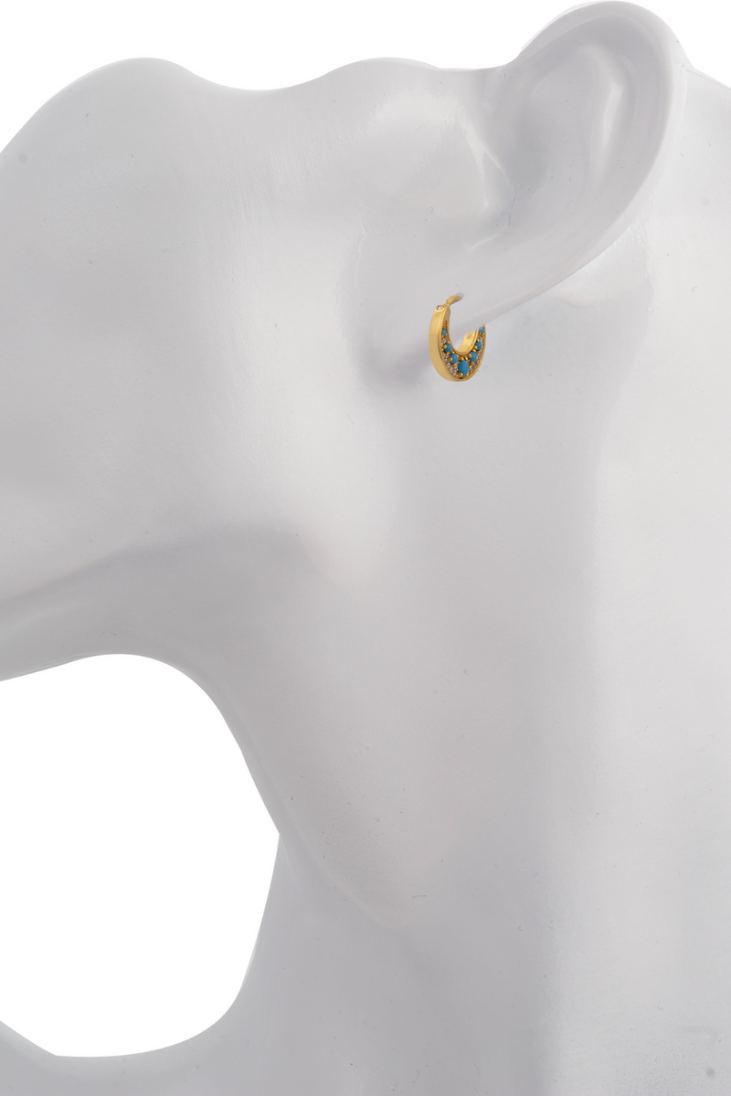 Crescent turquoise gold vermeil huggie