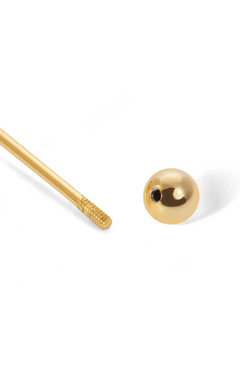 Mini baguette gold vermeil stud earring (ball screw)