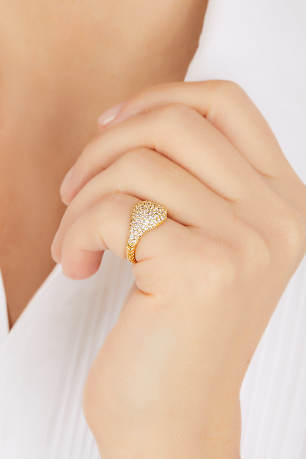 Speira pave gold vermeil signet ring